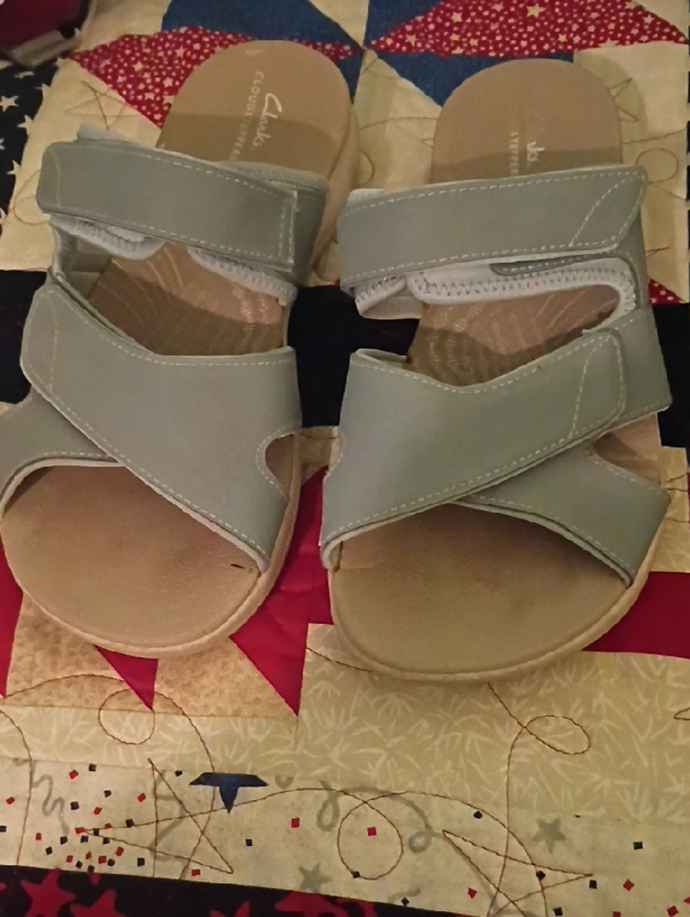 Clarks Light Gray Hook-and-Loop Casual Sandals